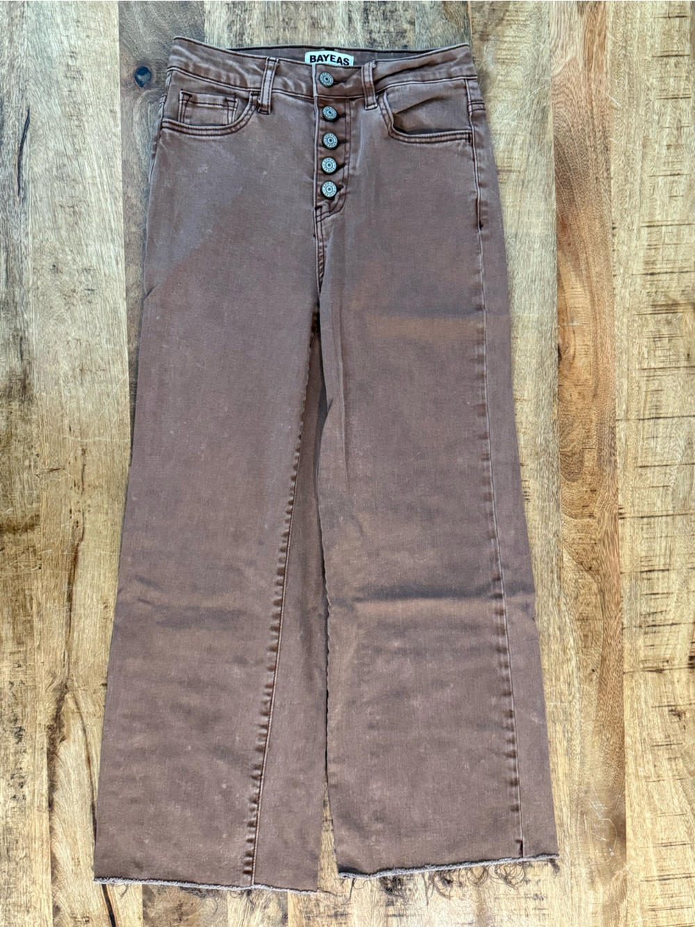 BAYEAS High Rise Wide Leg Denim Jeans - Cappuccino